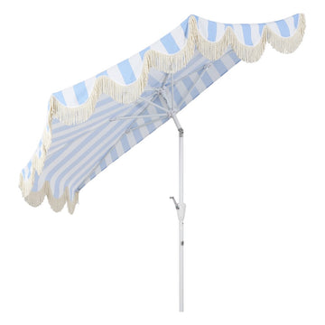 Beverly 9 ft. Designer Classic Scalloped Fringe Half Market Patio Umbrella